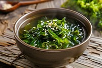 Seaweed in miso soup vegetable plant food.