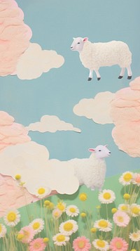Sheep craft collage art livestock painting.