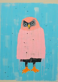 Owl student animal art painting.