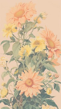 Sunflower drawing craft collage art painting pattern.