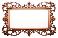 Copper mirror frame white background.