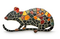 Mosaic tiles of rat animal mammal art.