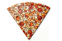 Mosaic tiles of a pizza shape glass art.