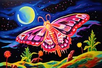 A moth painting purple butterfly.