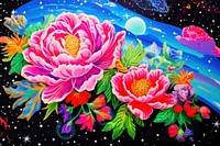 Floral in galaxy painting outdoors pattern.