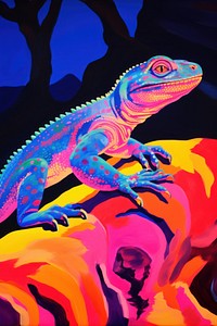 Monitor lizard painting reptile animal.