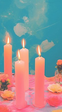 Candles spirituality illuminated celebration.