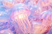 Holographic jelly fish jellyfish invertebrate transparent.