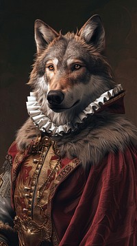Animal wolf portrait painting.