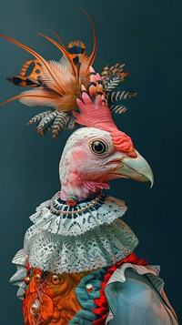 Bird costumes wearing Odalisque surrealism wallpaper animal human beak.