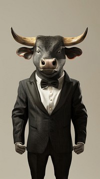 Bull costumes wearing tuxedo surrealism wallpaper animal portrait mammal.