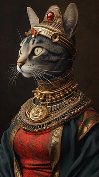 Cat costumes wearing Cleopatra surrealism wallpaper animal portrait mammal.