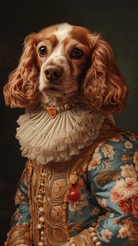 Portrait spaniel animal painting.