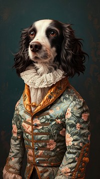 Portrait spaniel animal art.