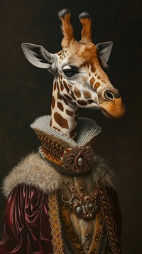 Giraffe animal art portrait.