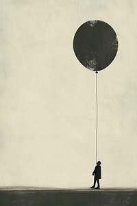 Litograph minimal Balloon balloon silhouette outdoors.
