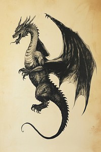 Litograph minimal Dragon dragon representation calligraphy.