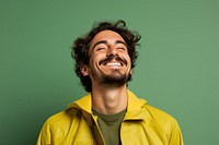 Hand touching on forehead laughing portrait smiling.