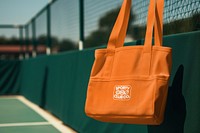 Orange tote bag mockup psd