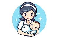 A nurse caring a patient portrait baby stethoscope.