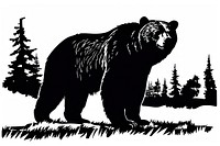 A bear in a forest wildlife drawing stencil.
