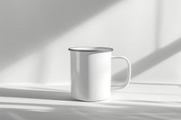 Enamel mug  white glass drink.