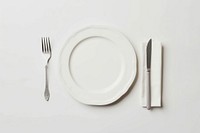 Menu  plate white fork.