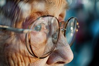 Extreme close up of senior community glasses adult accessories.