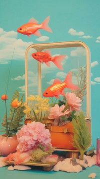 Fishtank goldfish plant underwater.