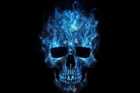 Blue flame skull sparkle light glitter black background illuminated accessories.