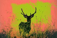 Silkscreen of a deer art wildlife painting.