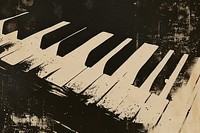 Silkscreen of a piano backgrounds black creativity.