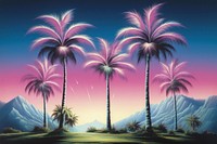 Coconut trees landscape outdoors painting.