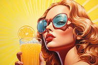 Retro lemonade portrait glasses drink.