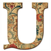 Vintage Alphabet U art tapestry craft.