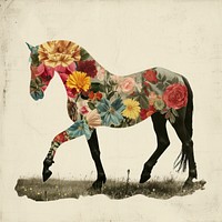 Paper collage of horse art painting animal.