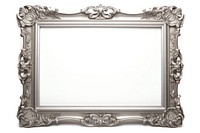 Steel frame vintage rectangle mirror white background.