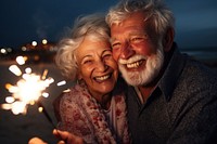 Senior couple laughing portrait smiling.