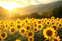 Beautiful sunflower landscape field sunlight outdoors.