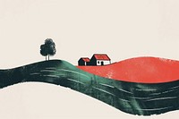 Greern and red of farm on hill architecture agriculture countryside.