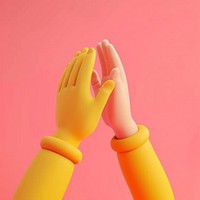 Two hands clapping in high-five gestures finger gesturing yellow.