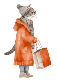 Cute lady cat watercolor bag handbag fashion.