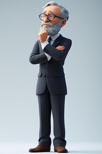Businessman standing glasses cartoon.