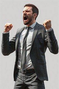 Businessman shouting adult facial expression.