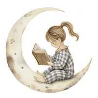 A girl watercolor reading holding pajamas.
