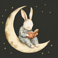 Rabbit watercolor mammal rabbit moon.