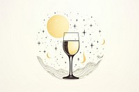Illustration of champagne drawing glass drink.