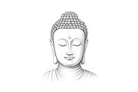 Illustration of buddha drawing sketch white background.