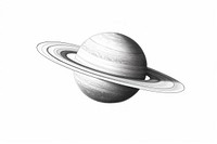 Illustration of saturn drawing white background monochrome.