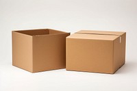 One open and one closed cardboard box simplicity carton white background.